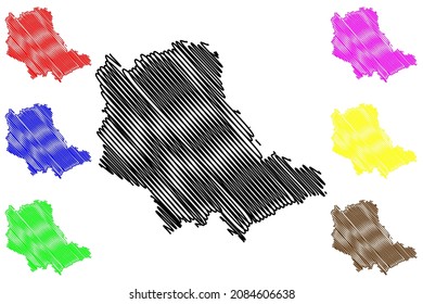 Hardoi district (Uttar Pradesh State, Republic of India) map vector illustration, scribble sketch Hardoi map