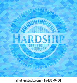 Hardship light blue emblem with triangle mosaic background