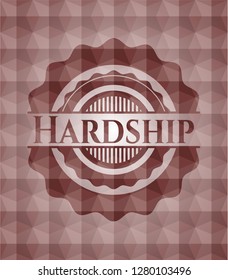 Hardship red seamless emblem with geometric pattern.
