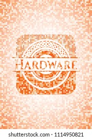 Hardware abstract emblem, orange mosaic background