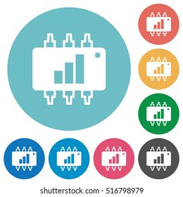 Hardware acceleration white flat icons on color rounded square backgrounds