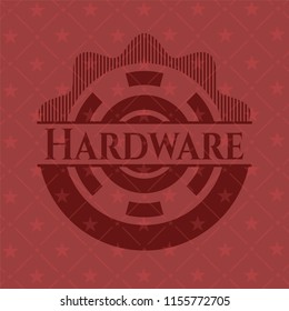 Hardware badge with red background