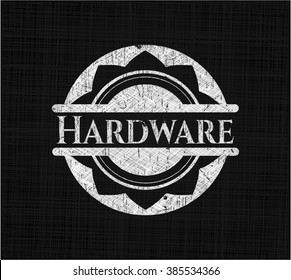 Hardware chalk emblem, retro style, chalk or chalkboard texture
