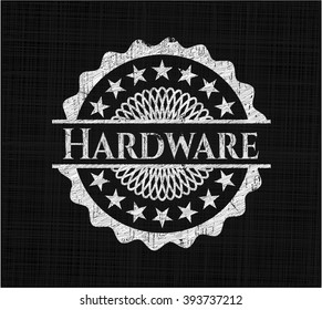 Emblema de tiza de hardware escrito en una pizarra