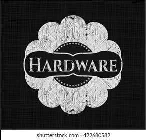 Hardware chalk emblem written on a blackboard