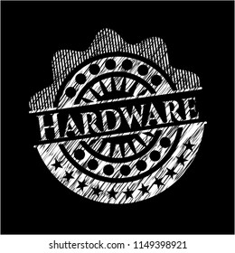 Hardware chalkboard emblem on black board