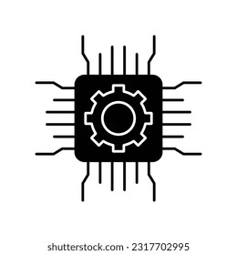 Hardware Chip  Glyph Vector Icon that can easily edit or modify 

