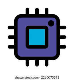 Hardware chip icon line isolated on white background. Black flat thin icon on modern outline style. Linear symbol and editable stroke. Simple and pixel perfect stroke vector illustration.