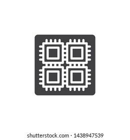 Hardware, chip, processor vector icon. CPU microchip filled flat sign for mobile concept and web design. Central processing unit glyph icon. Symbol, logo illustration. Vector graphics