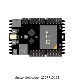 Hardware Circuit Board Electronics Vector Illustration - A Visual Symphony of Components and Traces, Showcasing the Intricate World of Electronics in a Striking Design