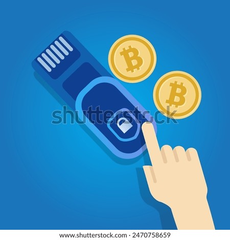 Hardware cold wallet bitcoin crypto secured USB dongle encrypted to store digital money 