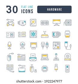 Hardware. Collection of perfectly thin icons for web design, app, and the most modern projects. The kit of signs for category Technology.