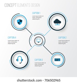 Hardware Colorful Icons Set. Collection Of Keypad, Earphones, Firewall And Other Elements. Also Includes Symbols Such As Shield, Computer, Keyboard.