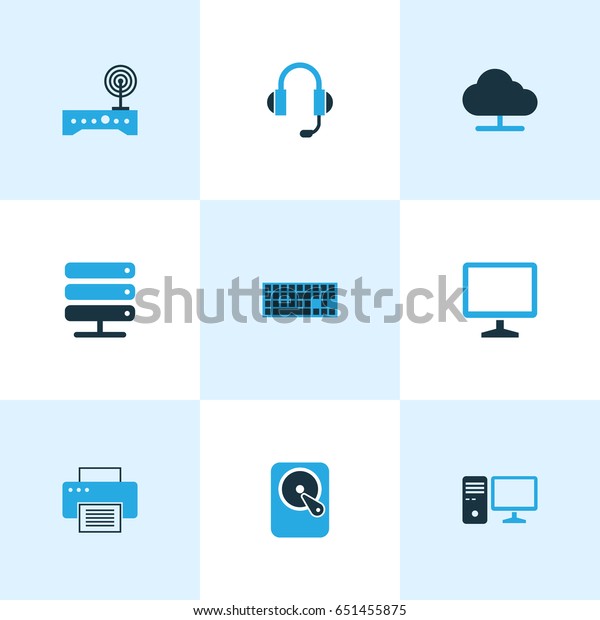 Hardware Colorful Icons Set. Collection Of\
Keypad, Print, Modem And Other Elements. Also Includes Symbols Such\
As Storage, Keyboard,\
Display.