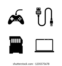 Hardware Computer Parts. Simple Related Vector Icons Set for Video, Mobile Apps, Web Sites, Print Projects and Your Design. Hardware Computer Parts icon Black Flat Illustration on White Background.