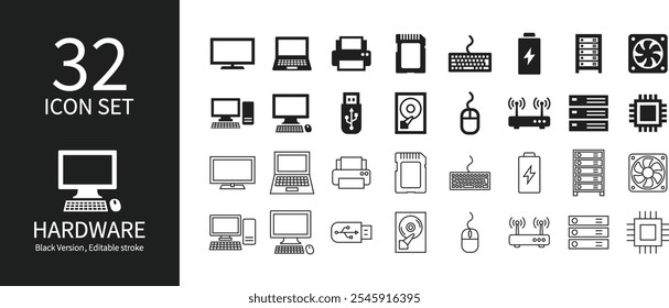 Conjuntos de iconos relacionados con el hardware y el ordenador