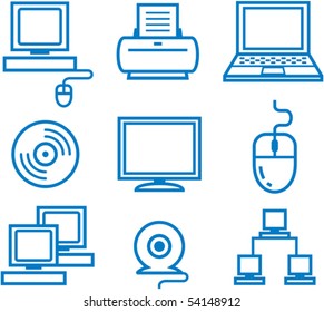 Hardware â?? computers, electronics, electronic technology. Vector illustration