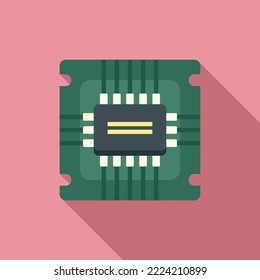 Hardware cpu icon flat vector. Chip circuit. Central electronic