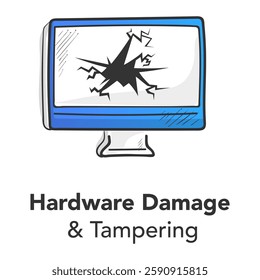 Hardware Damage and Tampering. Computer Hardware Damage Icon – IT Equipment Tampering Risk