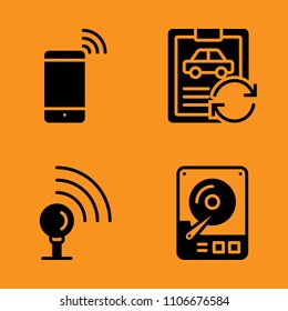 hardware, disc, garage and communication icons set. Vector illustration for web and design
