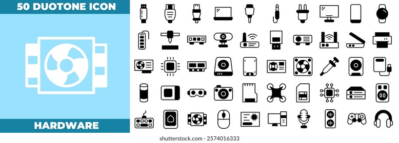 Hardware Duotone Editable Icons set. Vector illustration in modern thin duotone style of hardware icons: computer, hardware, electronic, etc