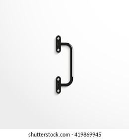 Hardware elements. Door knob. Vector illustration. Black and white view.