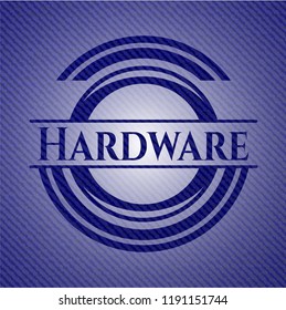 Hardware emblem with denim texture