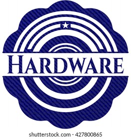 Hardware emblem with denim texture