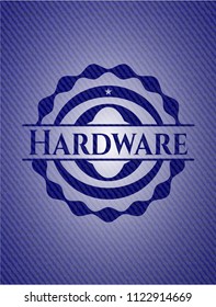 Hardware emblem with jean background