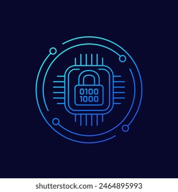 Hardware encryption icon, linear design
