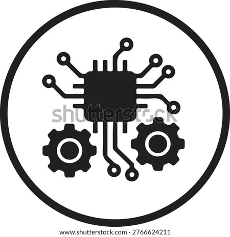 Hardware Engineering Icon: Industrial Microchip Automation, Integrated Circuit Processing System