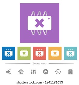 Hardware failure flat white icons in square backgrounds. 6 bonus icons included.