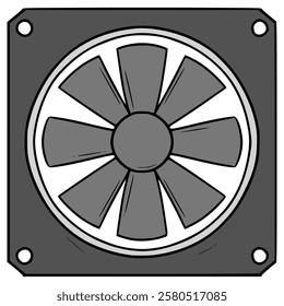 hardware fan cooler illustration hand drawn isolated vector