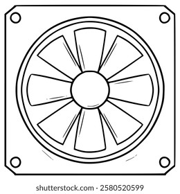 hardware fan cooler illustration hand drawn outline vector