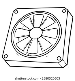 hardware fan cooler illustration hand drawn outline vector