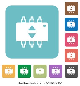 Hardware fine tune flat icons on simple color square background.