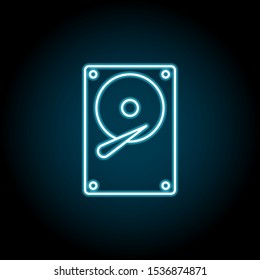 hardware, hard disk neon icon. Simple thin line, outline vector of hardware icons for UI and UX, website or mobile application