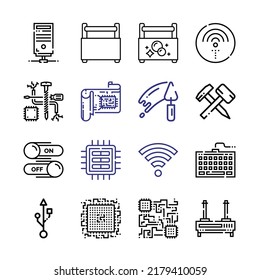 hardware Icon Set with line icons. Modern Thin Line Style. Suitable for Web and Mobile Icon. Vector illustration EPS 10.