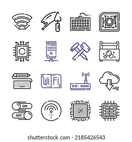 hardware Icon Set with line icons. Modern Thin Line Style. Suitable for Web and Mobile Icon. Vector illustration EPS 10.