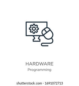 Hardware icon. Thin linear hardware outline icon isolated on white background from programming collection. Line vector sign, symbol for web and mobile