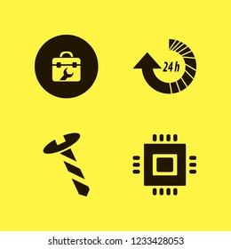 hardware icon. hardware vector icons set update hours, screw, toolbox and cpu