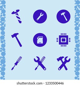 hardware icon. hardware vector icons set screwdriver, screw, wrench and cpu