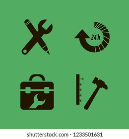 hardware icon. hardware vector icons set hammer nails, update hours, wrench and pencil and toolbox