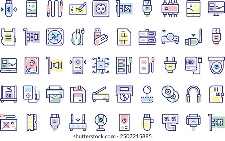 Hardware icons collection is a vector illustration with editable stroke.