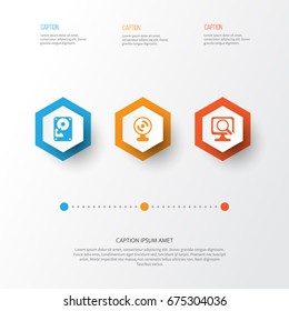 Hardware Icons Set. Collection Of Web Camera, Laptop, Hdd And Other Elements. Also Includes Symbols Such As Scan, Camera, Web.