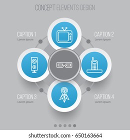 Hardware Icons Set. Collection Of Wireless Router, Spectacles, Television And Other Elements. Also Includes Symbols Such As Megaphone, Glasses, Display.