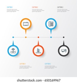 Hardware Icons Set. Collection Of Work Phone, Switch, Call And Other Elements. Also Includes Symbols Such As Router, Call, Tablet.