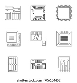 Hardware icons set. Outline style set of 9 hardware vector icons for web design