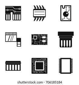 Hardware icons set. Simple style set of 9 hardware vector icons for web design