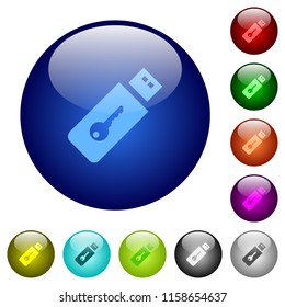 Hardware key icons on round color glass buttons